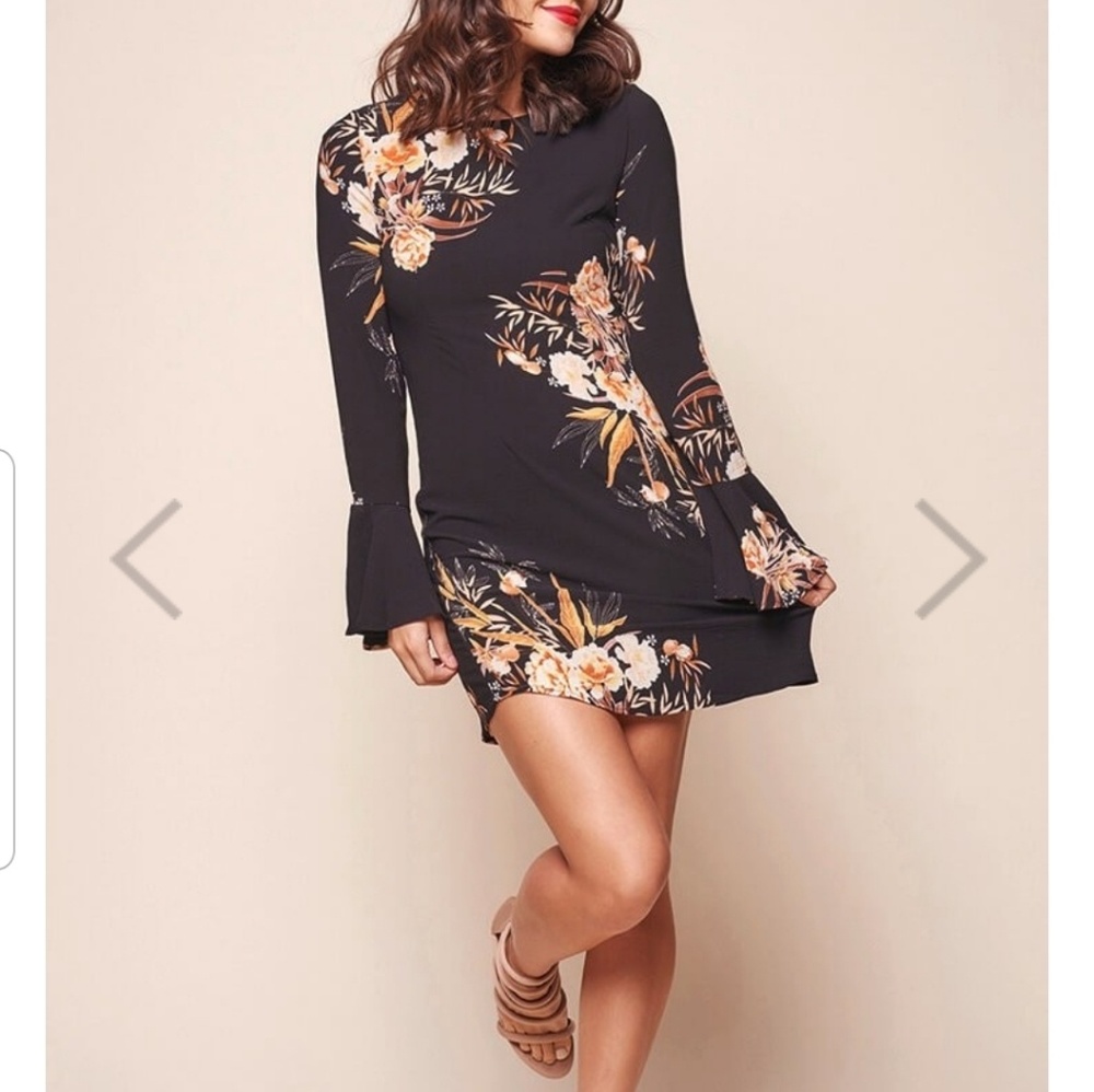 black floral dress.